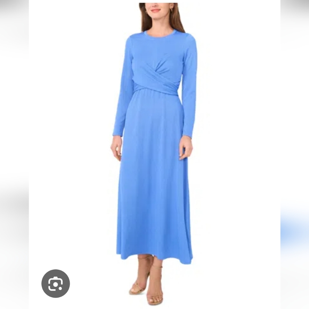 MSK Elegant Long Sleeve Blue Dress Sz L Women Cocktail Party